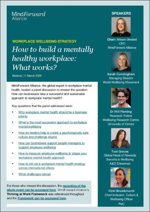 How to build a mentally healthy workplace What works